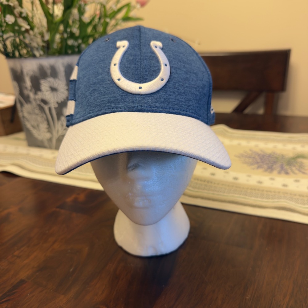 New Era 39THIRTY‎ Indianapolis Colts Hat Mens Medium Large Blue White NFL Cap
